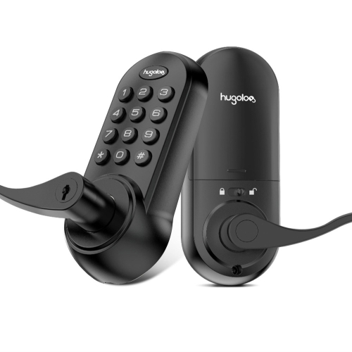 HU02-BLK, Hugolog Electronic Deadbolt Lock With Handle (Black)
